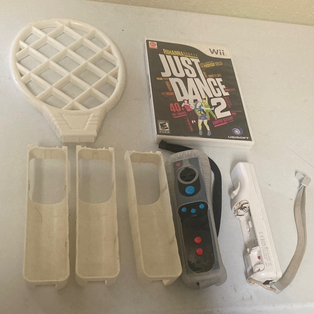 Nintendo Wii Just Dance 2 Game with White Accessories
